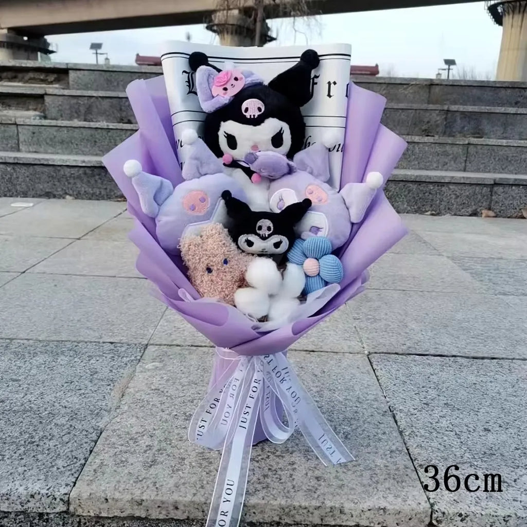 Hello Kitty Cartoon Plush Bouquet  Anime Rose Flowers Doll Home Wedding Decoration Christmas Valentine's Day Gift