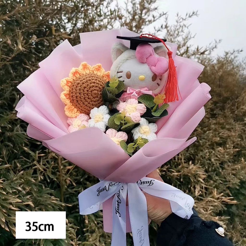 Hello Kitty Cartoon Plush Bouquet  Anime Rose Flowers Doll Home Wedding Decoration Christmas Valentine's Day Gift