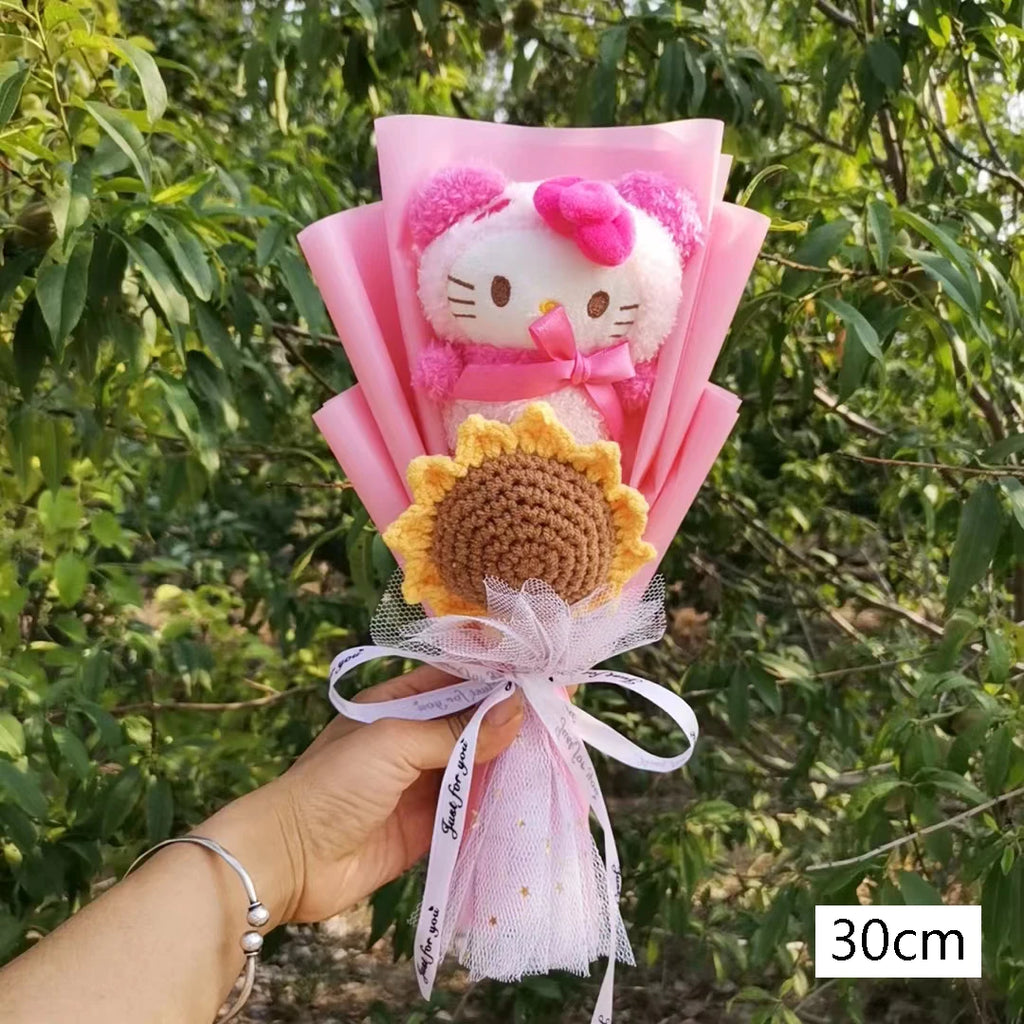 Hello Kitty Cartoon Plush Bouquet  Anime Rose Flowers Doll Home Wedding Decoration Christmas Valentine's Day Gift