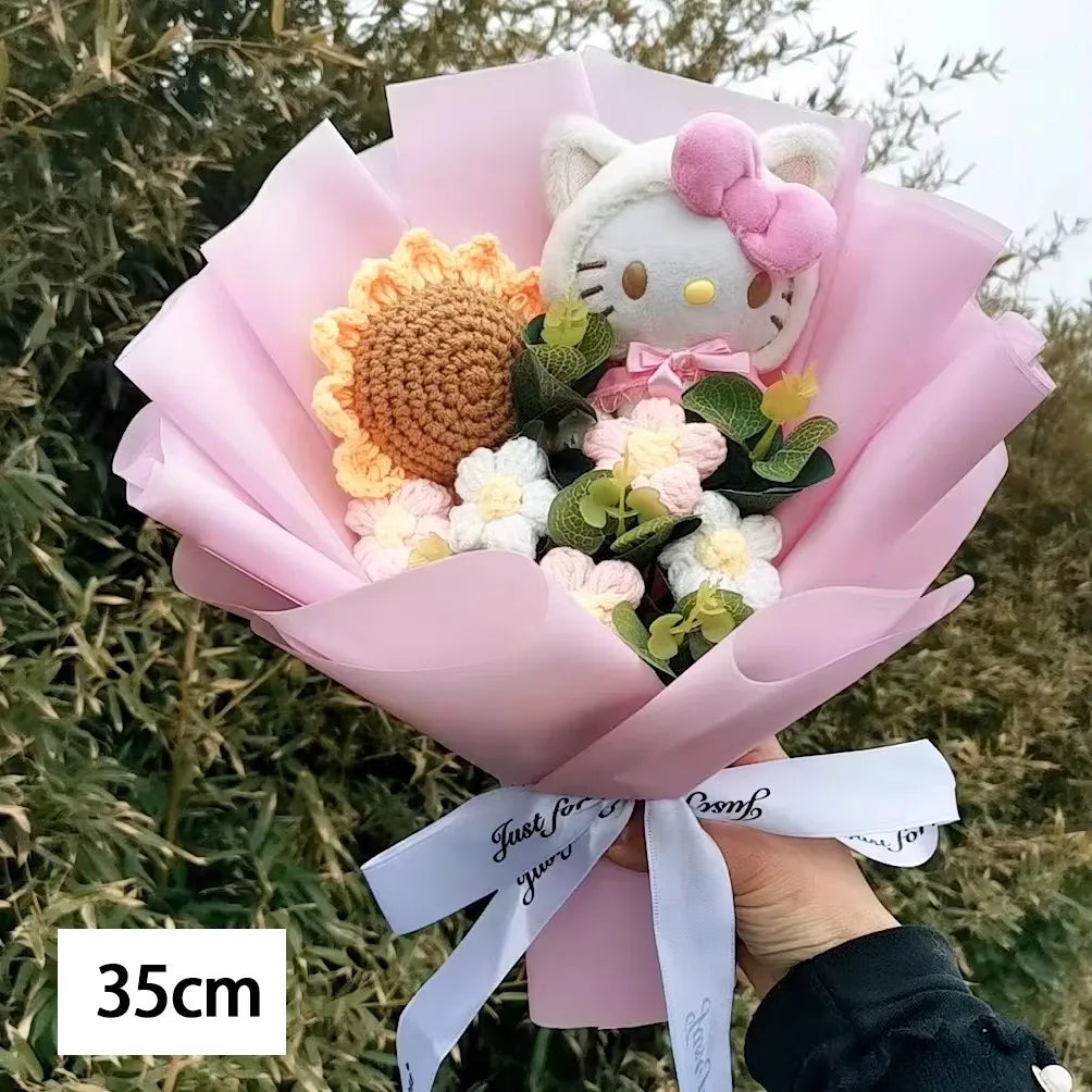 Hello Kitty Cartoon Plush Bouquet  Anime Rose Flowers Doll Home Wedding Decoration Christmas Valentine's Day Gift