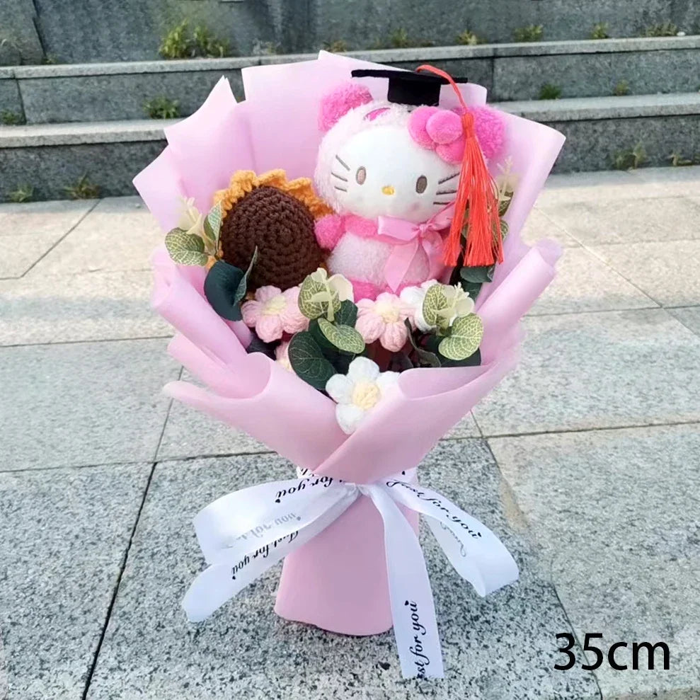 Hello Kitty Cartoon Plush Bouquet  Anime Rose Flowers Doll Home Wedding Decoration Christmas Valentine's Day Gift