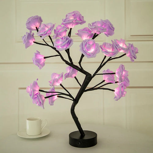 LED Rose Flower Table Lamp USB Christmas Tree Fairy Lights Night Lights Home Party Wedding Bedroom Decoration Mother's Day Gift