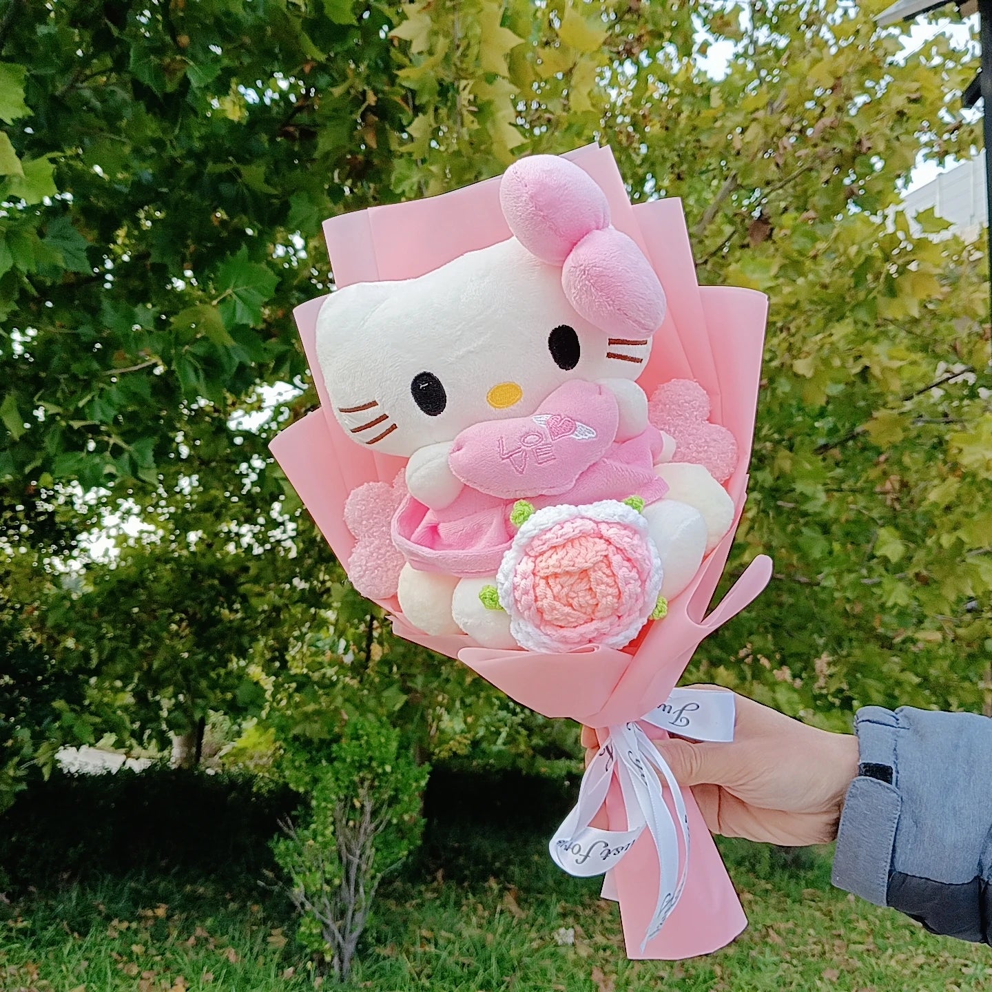 Hello Kitty Cartoon Plush Bouquet  Anime Rose Flowers Doll Home Wedding Decoration Christmas Valentine's Day Gift